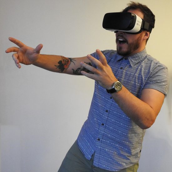 Person wearing VR goggles